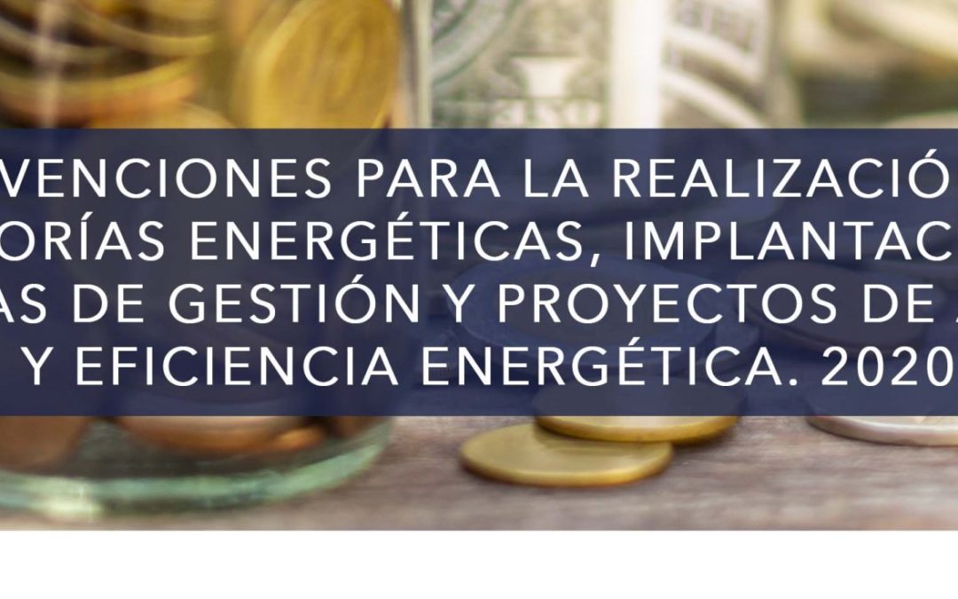 Subvenciones para la realización de auditorías energéticas, implantación de sistemas de gestión y proyectos de ahorro y eficiencia energética. 2020.