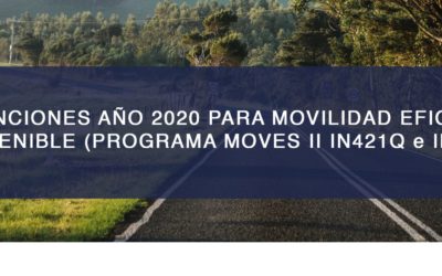 SUBVENCIONES 2020: MOVILIDAD EFICIENTE Y SOSTENIBLE (PROGRAMA MOVES II IN421Q e IN421R)