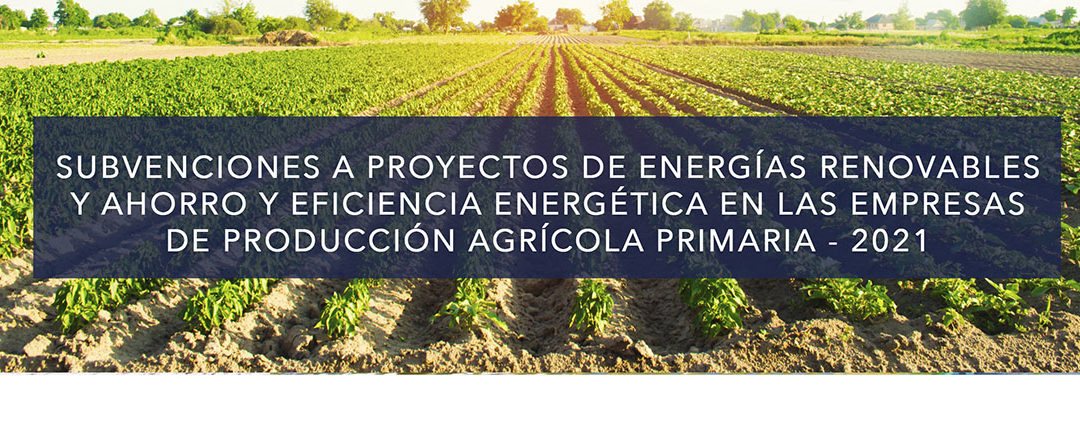 SUBVENCIONES PARA EL AÑO 2021 A PROYECTOS DE ENERGÍAS RENOVABLES Y AHORRO Y EFICIENCIA ENERGÉTICA EN LAS EMPRESAS DE PRODUCCIÓN AGRÍCOLA PRIMARIA